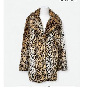 Forever 21 Animal Print Faux Fur Coat - Size M